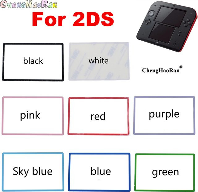 ChengHaoRan Ersatz-LCD-Bildschirm-Abdeckung für 2DS mit Außenlinse und Spiegeloberfläche aus Kunststoff in Schwarz und Weiß - Bild 1