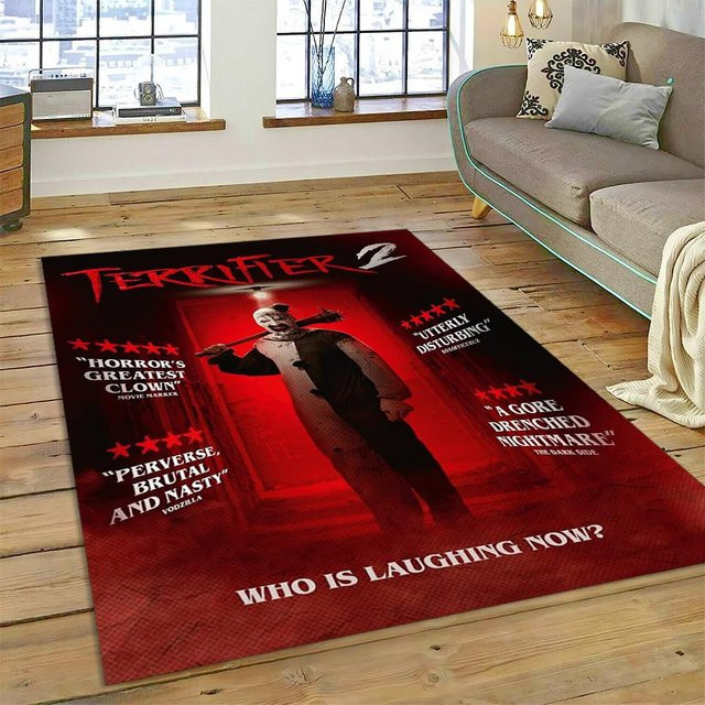 Karpetti 3D Terrifier 3 Horror Clown Teppich, Waschbarer Polyester Teppich für Wohnzimmer, Schlafzimmer und Kinderzimmer, B/T: 120 x 100 cm, Multicolour - Bild 1