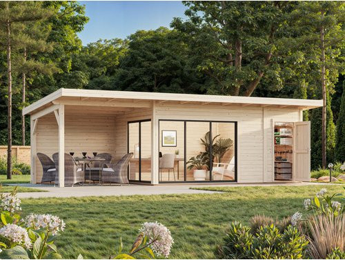 Palmako Gartenhaus Andrea Slide Plus aus Holz mit Pultdach in Braun - Bild 3