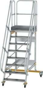 Günzburger Aluminium-Plattformtreppe fahrbar 60 Grad mit 8 Stufen in Silber - Bild 1