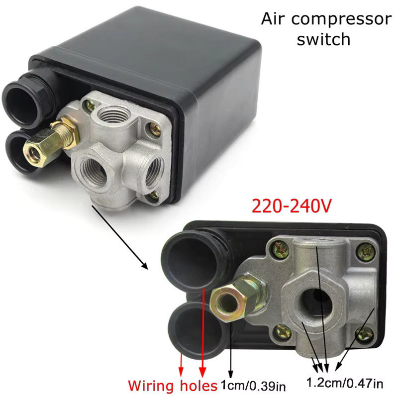 JAKYLOVE 4-Port Luftkompressor Druckschalter Verteilerregler mit Sicherheitsventil und Blanking-Platte 1/4'' BSP - Bild 3