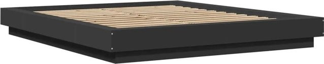 vidaXL Bettgestell modern in Schwarz mit LED-Unterbettbeleuchtung und USB-Ladeport aus Holzwerkstoff B/T/H: 150 x 200 cm - Bild 1