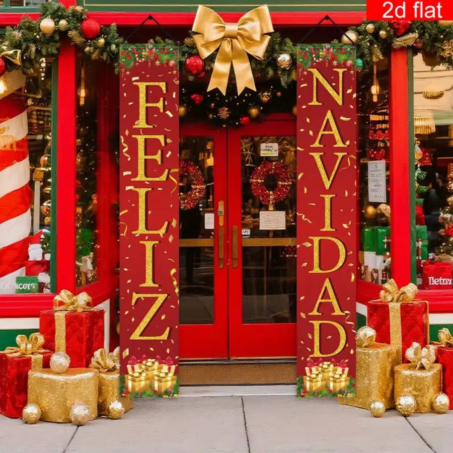 VIKAMA Spanisches Weihnachtscouplet in Rot als Party-Dekoration für Haus und Garten, B/H: 30 x 180 cm - Bild 2