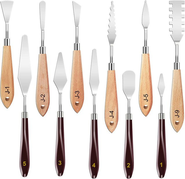 11-teiliges Malermesser-Set aus Edelstahl in Silber zum Mischen und Schaben für Öl-, Leinwand- und Acrylmalerei - Bild 1