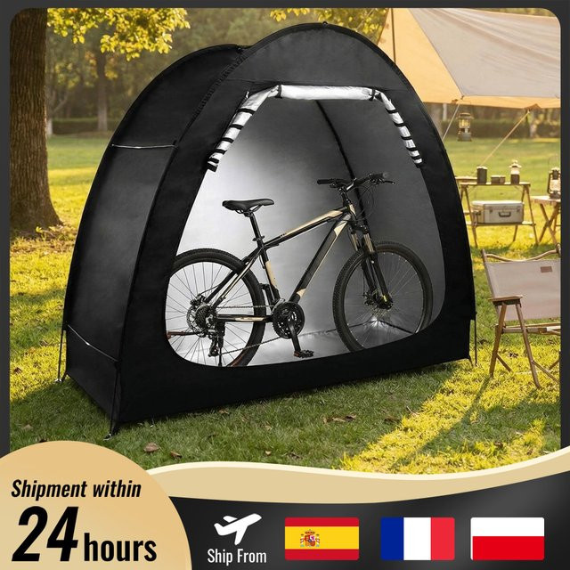 HGTUGO Fahrrad-Aufbewahrungszelt für 1-2 Fahrräder aus wasserdichtem 210D Oxford-Polyester in Schwarz - Bild 1