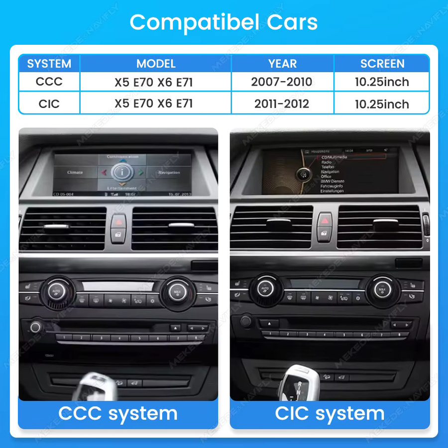 MEKEDE CarPlay Autoradio für BMW X5 E70 X6 E71 E72 (2007-2013) mit CCC CIC Unterstützung, 10,25 Zoll QLED Touchscreen, Android Auto Videoplayer, Schwarz - Bild 3