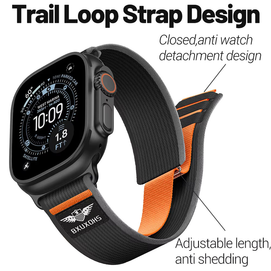 Cor Trail-Armband für Apple Watch, Textil/NATO, Schwarz, Unisex - Bild 3