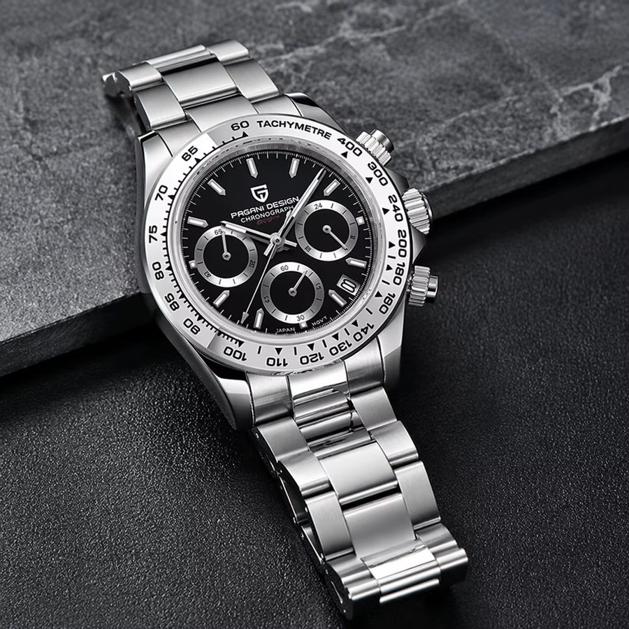 PAGANI DESIGN Chronograph, Edelstahl, Quarz, 40 mm, Herren, Schwarz - Bild 3