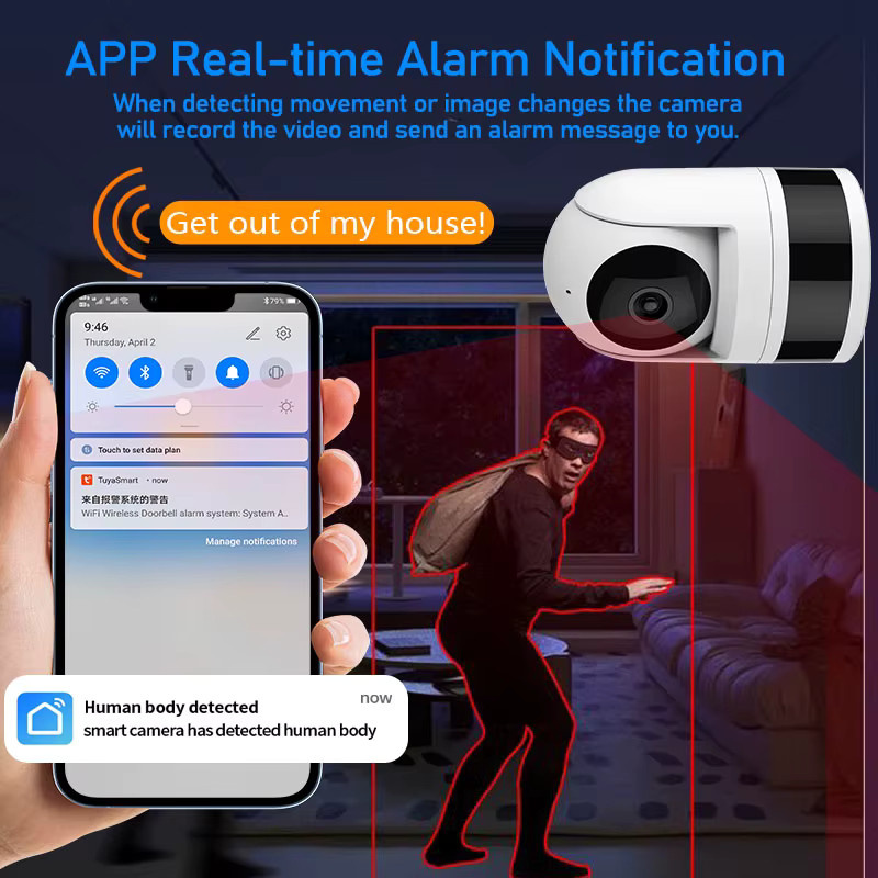 Tuya WiFi Überwachungskamera 4MP HD Smart Life APP Innenmonitor in Weiß mit Zwei-Wege-Sprach-Intercom und Echtzeit-Auto-Tracking - Bild 4