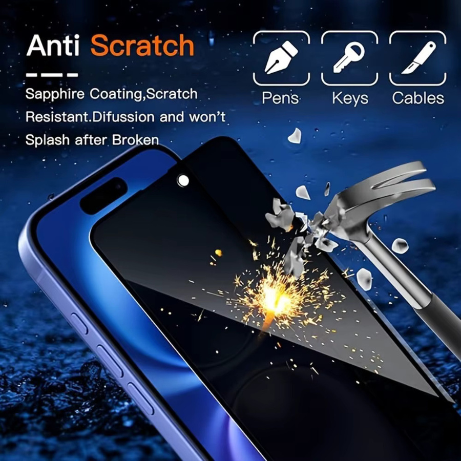 2er Set DIXSG Anti Spy Displayschutzfolie für iPhone 17 16 15 14 13 12 11 Pro Max Plus XR XS in Transparent mit staubfreier Installation - Bild 2
