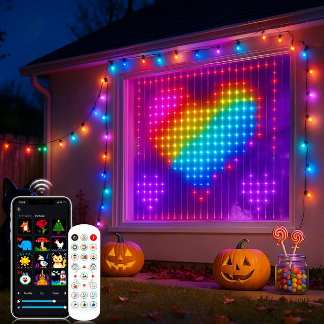 CHNAITEKE Smart Bluetooth RGB LED Vorhanglichter mit App-Steuerung und USB-Anschluss, programmierbare Mehrfarben Lichterkette für Dekoration bei Hochzeiten oder im Schlafzimmer - Bild 1