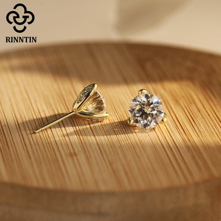 Rinntin Ohrstecker, 925 Silber, Moissanit-Diamant, Damen