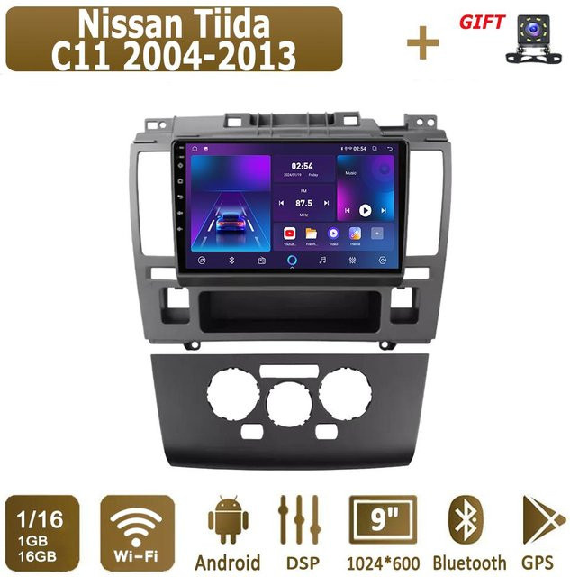 icreative Android Carplay Autoradio für Nissan Tiida C11 2004-2013 mit GPS Navigation, Bluetooth und WIFI, 64GB, Braun - Bild 1