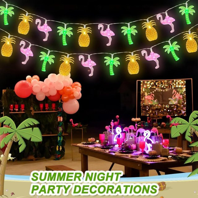 Peach Forest LED Lichterkette mit Flamingo, Ananas und Palme in Multicolour, batteriebetrieben für tropische Atmosphäre - Bild 1