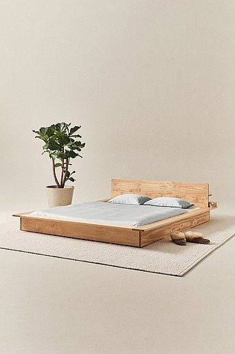 Jotex FUTO Bettgestell aus Massivholz Kiefer im skandinavischen Design, Farbe Beige oder Braun, B/T/H: 180 x 200 x 234 cm - Bild 1