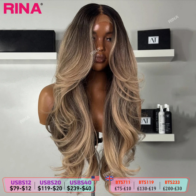 Rina Ombre Blonde Lace Front Perücke, Echthaar, Brasilianisches Haar, Damen - Bild 1