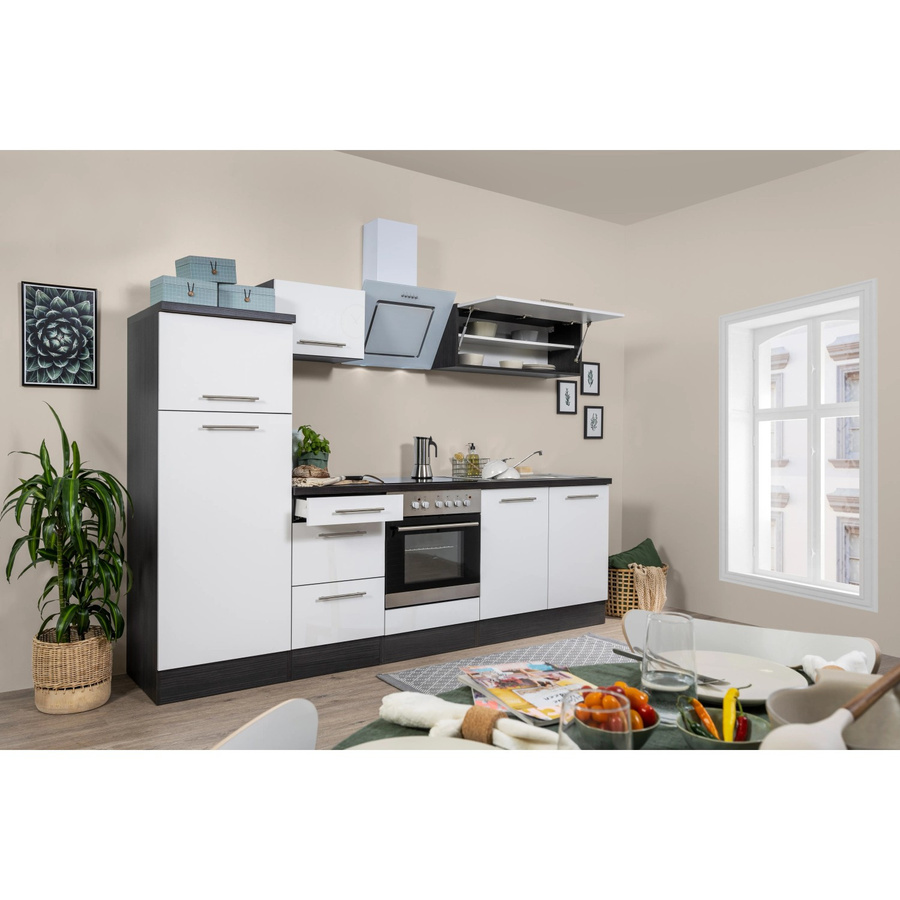 Respekta Premium Küchenzeile modern in Weiß und Grau mit Hochglanz-Finish, Breite: 270 cm, Tiefe: 54,5 cm, Höhe: 144,6 cm - Bild 2