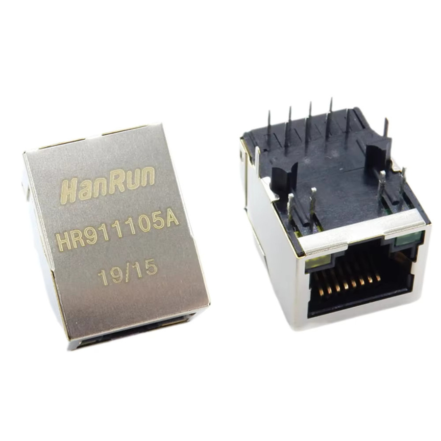 ZSDZFYLLK HR911105A Single Port RJ45 Ethernet LAN Stecker mit Magnetmodul und LED in Silber - Bild 2