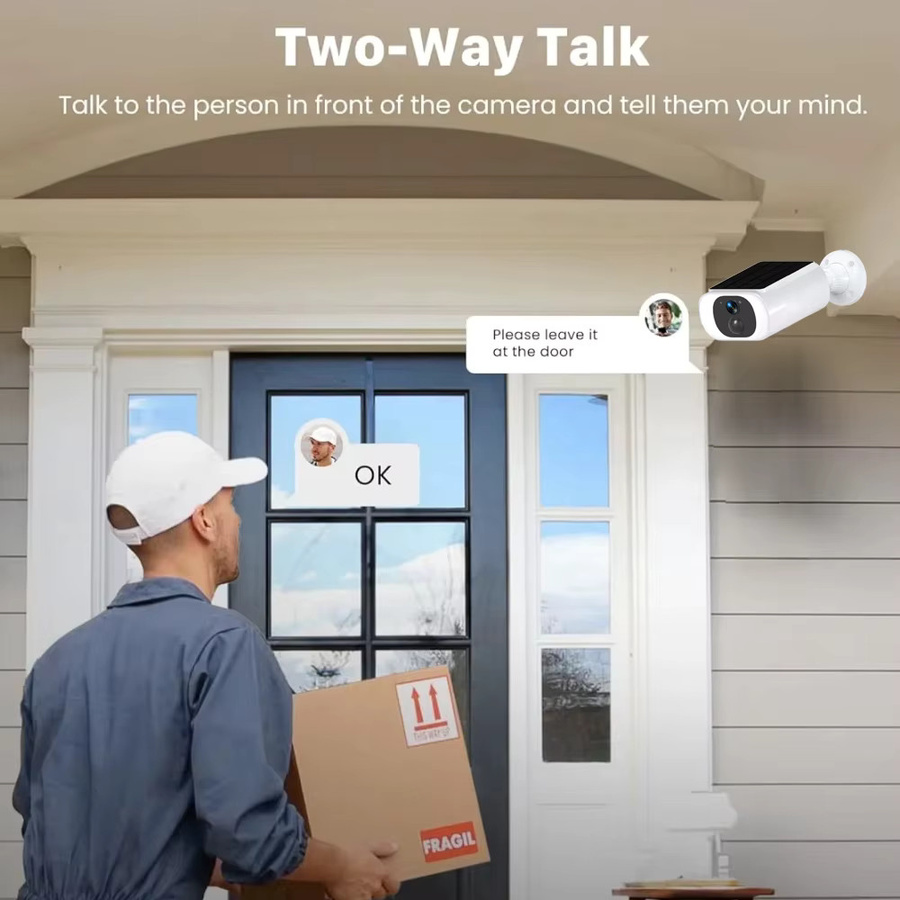 Tuya WLAN 5MP Solarkamera 2K IP-Kamera mit PIR-Bewegungserkennung und IP66-Wasserschutz, kabellos und batteriebetrieben, Farbe: Weiß - Bild 5