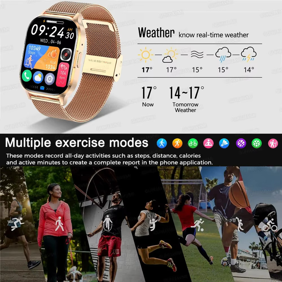 GUHUAVMI Smartwatch, Edelstahl, Orange, Unisex - Bild 6