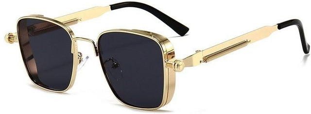Lucky Black Cat Sonnenbrille Herren, Vollrand, Square, Metall, schwarz, gold, polarisiert - Bild 1