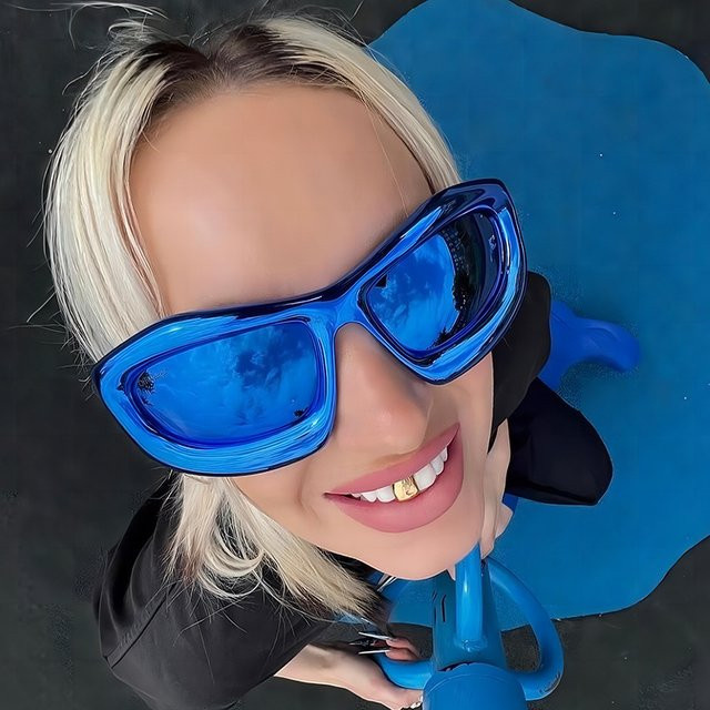 Ah-Mee Sonnenbrille, Damen, Vollrand, rechteckig, Kunststoff - Bild 1