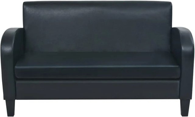 vidaXL 2-Sitzer-Sofa aus Kunstleder in Schwarz mit Holzrahmen, B/T/H: 139 x 70 x 76 cm - Bild 1