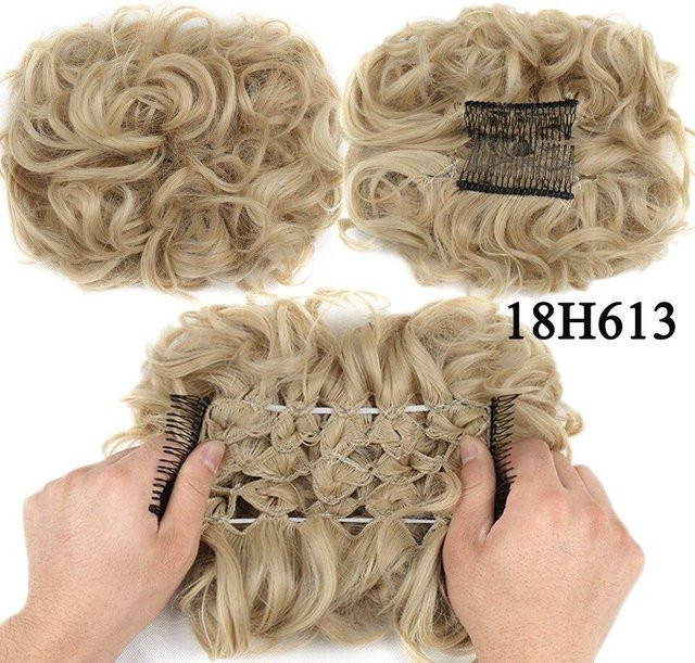 LUPU Kunsthaar-Dutt-Kamm, Clip-in, Chignon, Braun, Damen - Bild 1