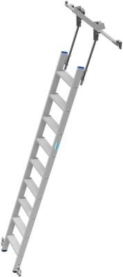 Fahrbare Stufen-Regalleiter von Krause aus Aluminium in Silber mit 9 Stufen - Bild 1
