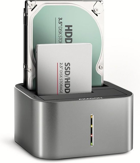 AXAGON ADSA-DC Dockingstation für 2x SATA 2,5/3,5 HDD/SSD in Grau - Bild 1