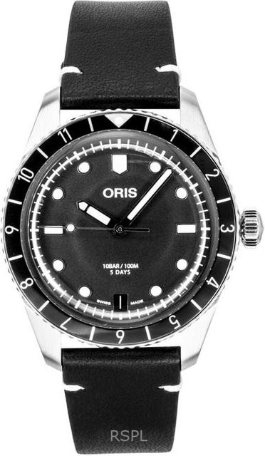 Oris Armbanduhr Automatik, Edelstahl, Leder, Schwarz, Herren - Bild 1
