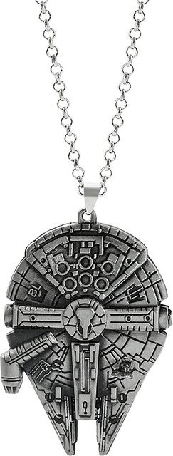 Star Wars Anhänger-Halskette Millennium Falcon, Edelstahl, Silber, Herren - Bild 1