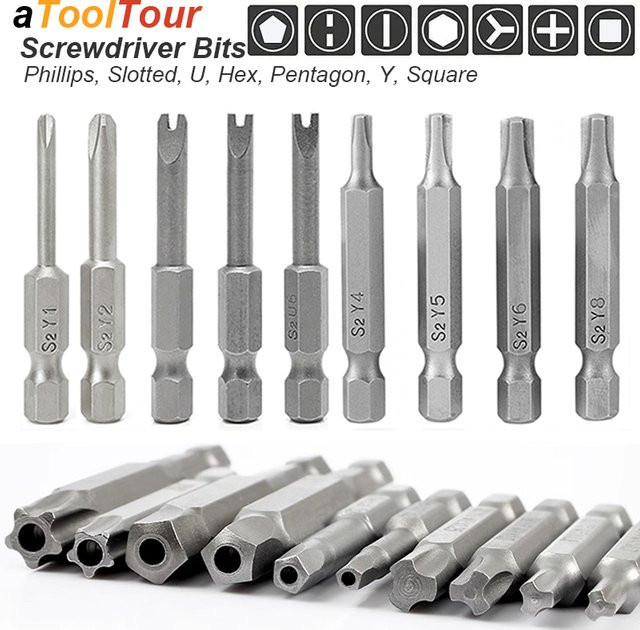 Atooltour Präzisions-Schraubendreher-Bit-Set magnetisch in Silber mit Phillip, Torx, Y, U-Sechskant und Fünfeck-Spitzen - Bild 1