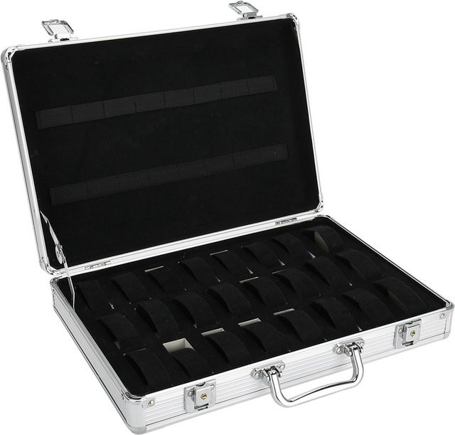 Uhren-Display-Box Aluminiumlegierung, 24 Grids, weiß - Bild 1