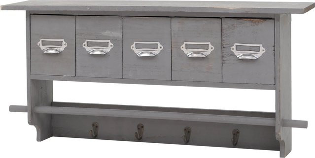 MCW Wandgarderobe C49 Vintage aus Paulowniaholz mit 5 Schubladen in Grau, B/H/T: 32 x 65 x 13 cm - Bild 1