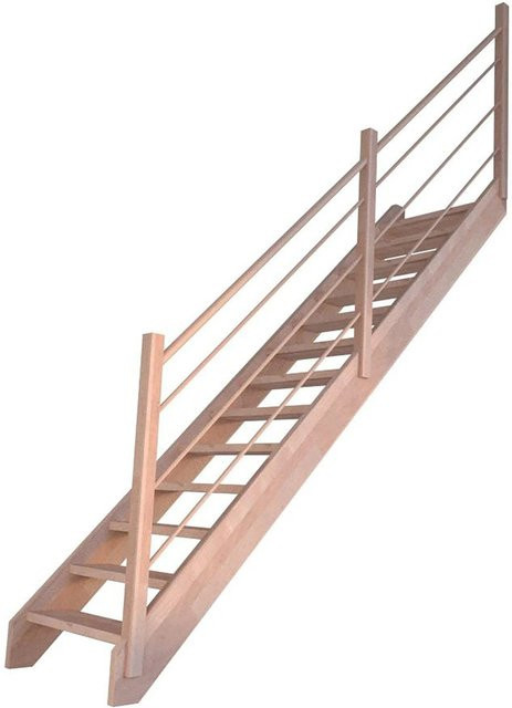 StarWood Treppe Mykonos Pro Gerade in Buche Braun, B/H/T: 90 x 280 x 13 cm - Bild 1