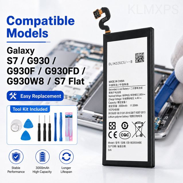 Samsung EB-BG930ABE Handy-Akku mit 3000mAh in Schwarz inklusive Reparaturwerkzeug für alle Samsung Galaxy S7 Versionen - Bild 1