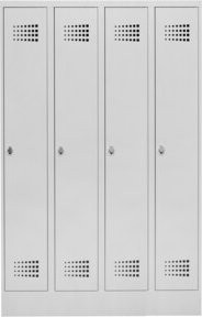 STIER Garderobenspind Premium mit Sockel, 4 Abteile, Drehriegel, Lichtgrau - Bild 1