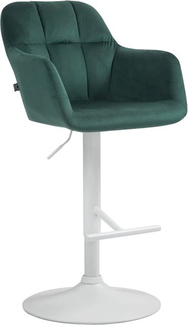 DELUKE Barhocker TUBEL höhenverstellbarer Barstuhl aus Samt in Grün und Weiß, drehbar mit Lehne, B/T/H: 57 x 59 x 97 cm - Bild 1