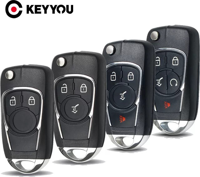 KEYYOU Flip Schlüssel Gehäuse für Chevrolet Cruze und Opel Insignia Astra J Zafira, Schwarz, Ersatz Shell für 2/3/4/5 Tasten - Bild 1