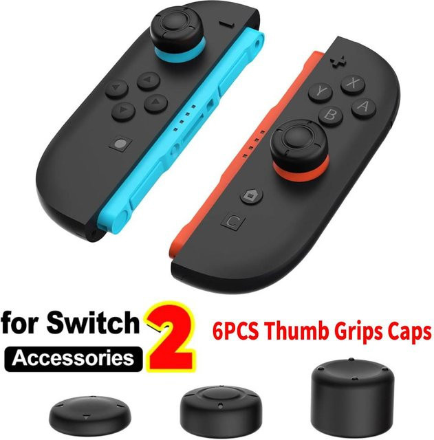 SZKOSTON 6er-Set Daumengriffkappen für Switch 2 Controller – Silikonabdeckungen für Analogsticks mit unterschiedlichen Höhen – Gaming-Zubehör - Bild 1