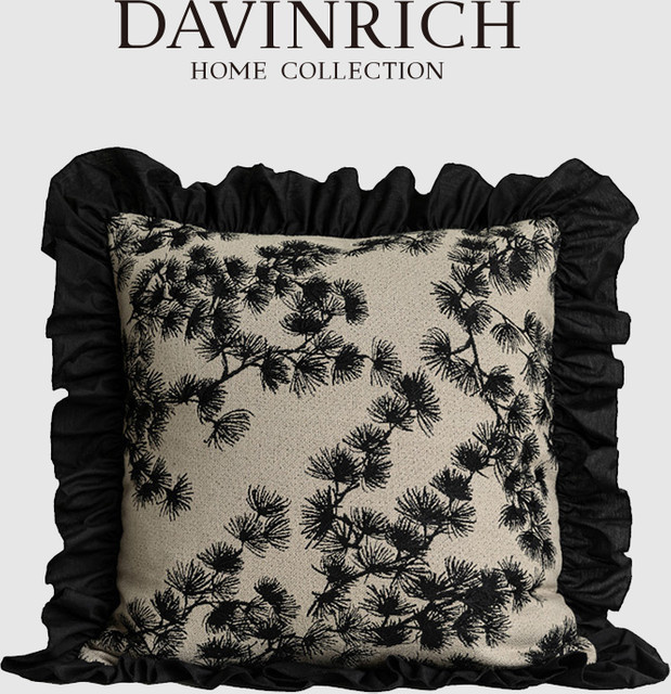DAVINRICH Kissenbezug im Shabby-Chic-Stil mit floralem Pflanzenmuster und Stickerei, Farbe: Beige, B/T/H: 45 x 45 x 1 cm - Bild 1