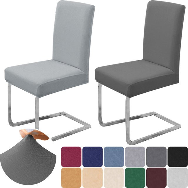 Elastischer Stuhlbezug von airldianer aus Spandex in Grau und Graublau für Esszimmerstühle - Bild 1