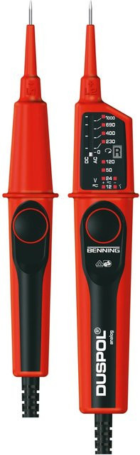 Benning DUSPOL analog Zweipoliger Spannungsprüfer CAT III 1000 V, CAT IV 600 V mit LED und Vibration in Gelb und Rot - Bild 1