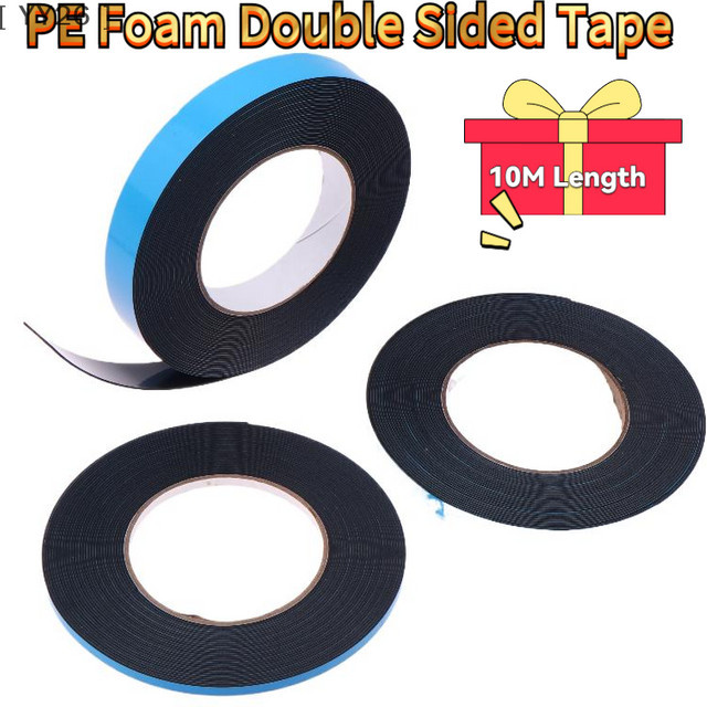 KOQZM Doppelseitiges Klebeband aus schwarzem PE-Schaum, Breite: 5 mm, Länge: 10 m, Dicke: 1 mm, für Beschilderung und Buchstabenmontage - Bild 1