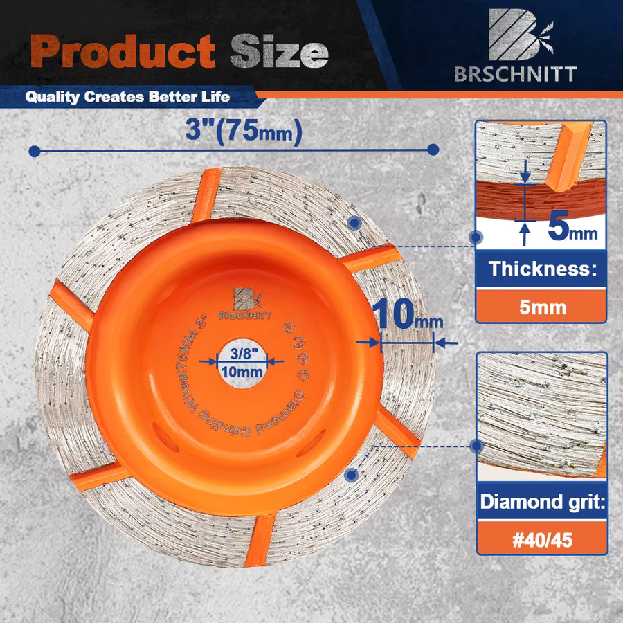 BRSCHNITT Schleifscheiben Set für Stein und Beton, 2 Stück, Durchmesser: 75 mm - Bild 2