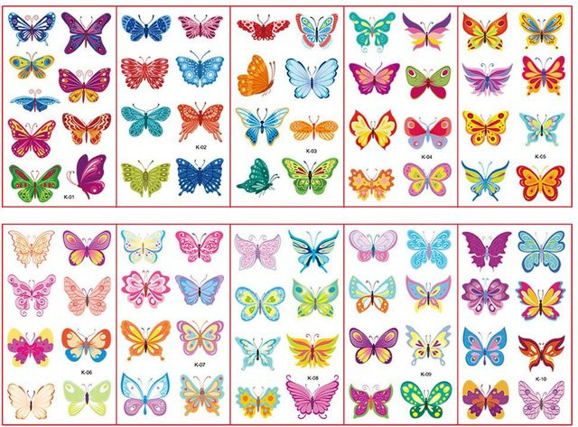 Binchi Outdoor Product Cartoon Tattoo Aufkleber, 10er Set, Tiere Dinosaurier Schmetterling - Bild 1