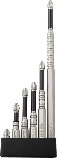 DAZZLEEX 5/6er Set Kreuz Magnetische Schraubendreher Bits aus Legiertem Stahl PH2 mit Anti-Slip-Funktion und langer Bohrung - Bild 1