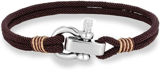 Armband Edelstahl, geflochtenes Seil, Mini Hufeisen-Schäkel, Silber, Unisex, 20-21 cm - Bild 1