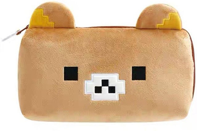 Rilakkuma Kiiroitori Pixelspiel Plüsch Kosmetiktasche und Federmäppchen in Braun - Bild 1
